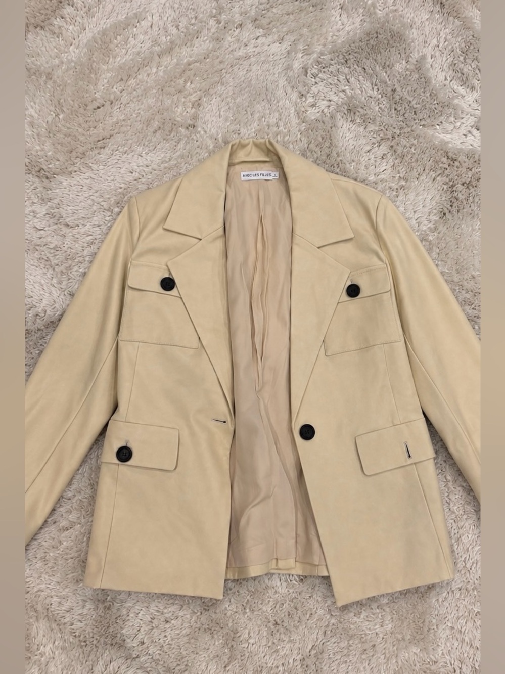 Avec Les Filles Double Breasted Blazer Cream Beige Size L